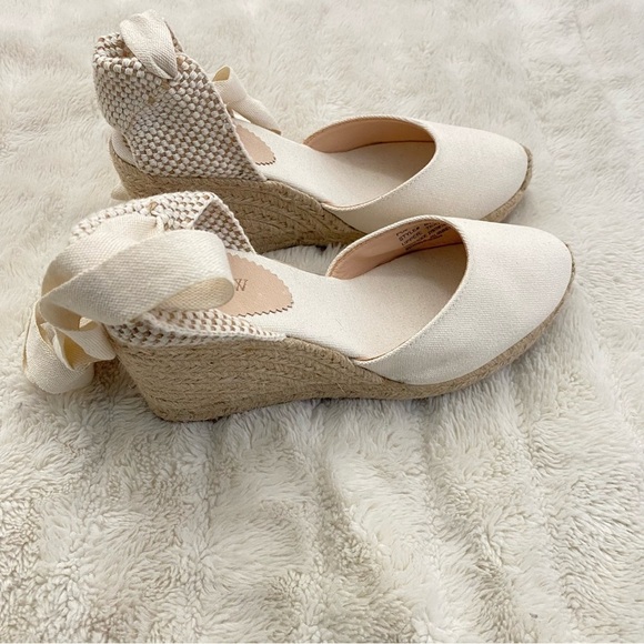 J. Crew Cream Round Toe Canvas Espadrille Wedges Size 9.5 Made in Spain - Picture 7 of 15